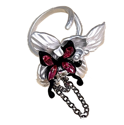 Butterfly Crystal Ring — Y2K Fairycore Gothic Statement Ring