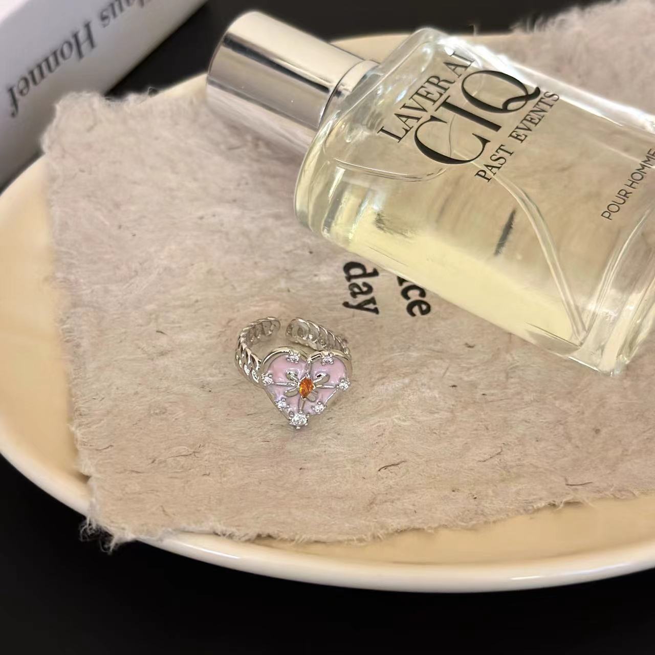 Dreamy Pink Heart Crystal Ring – Y2K Fairycore Romantic Jewelry