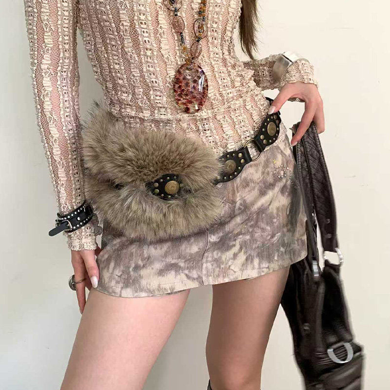 Vintage Western Faux Fur Belt
