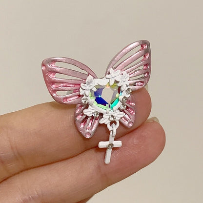 Butterfly Crystal Ring — Y2K Fairycore Gothic Statement Ring