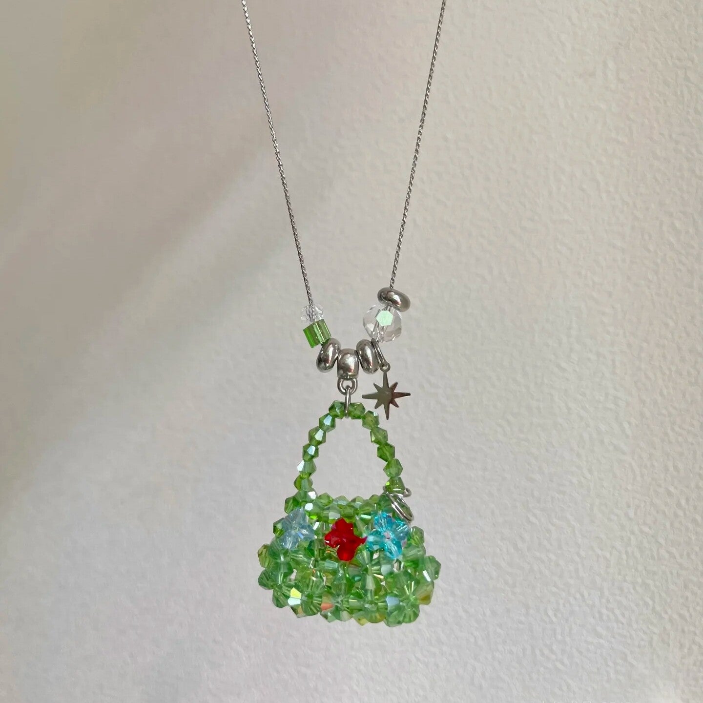 Y2K Mini Bag Charm Necklace | Colorful Beaded Statement Necklace