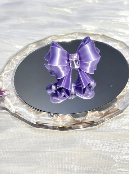Bow Square Crystal Ring — Y2K Coquette 3D Printed Statement Ring