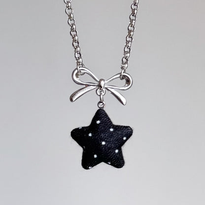 Star Bow Necklace — Y2K Fairycore Fabric Charm Necklace