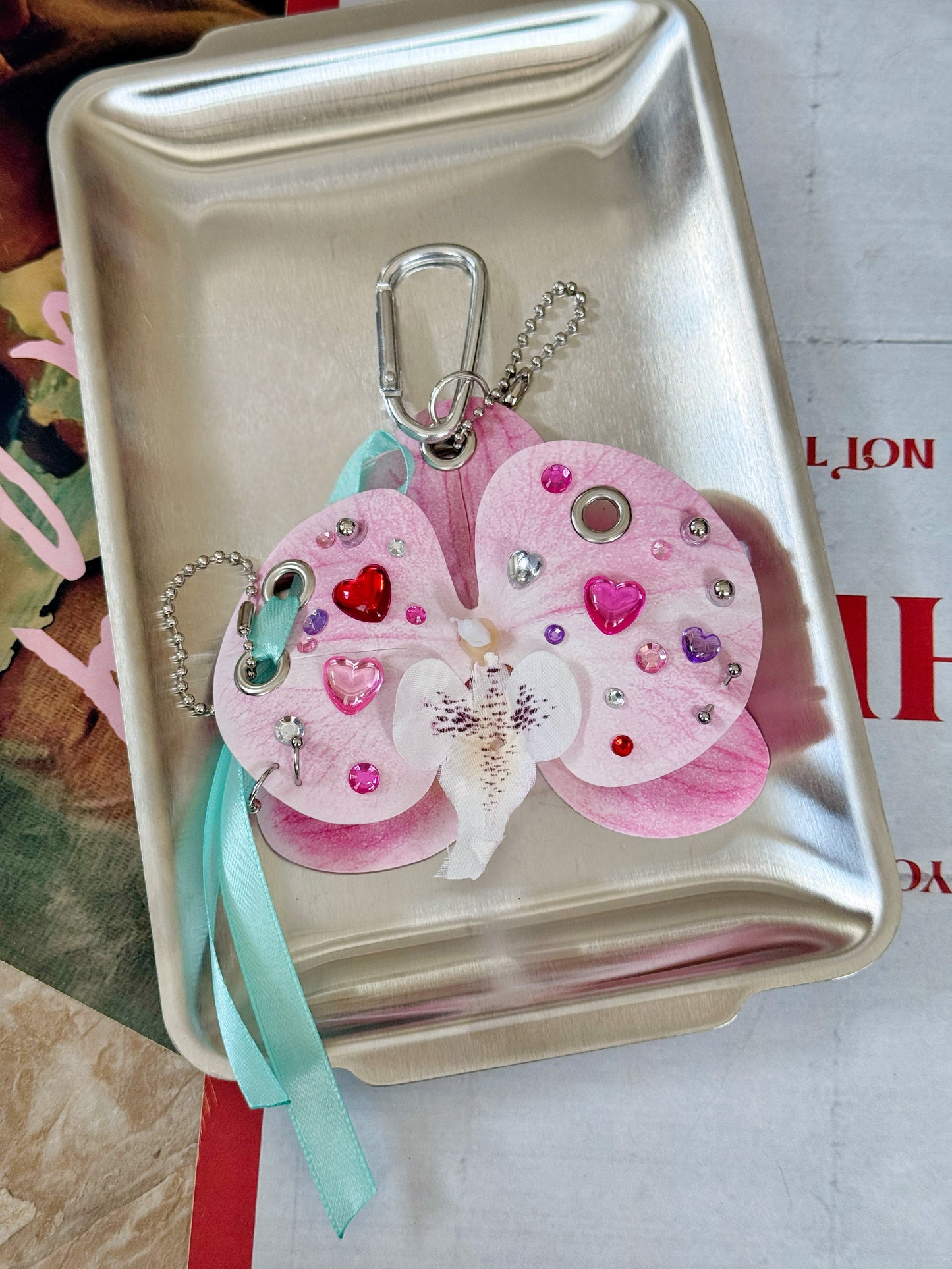 Dream Orchid DIY Bag Charm — Rhinestone Floral Keychain Kit