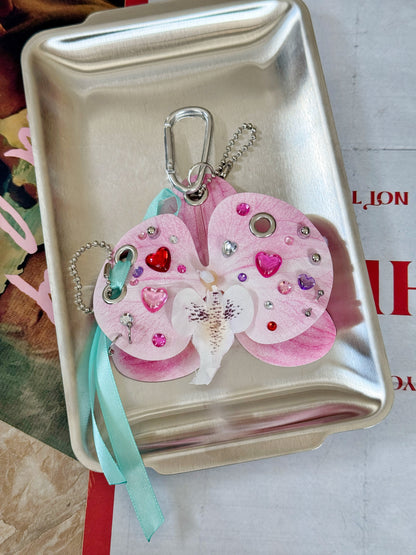Dream Orchid DIY Bag Charm — Rhinestone Floral Keychain Kit