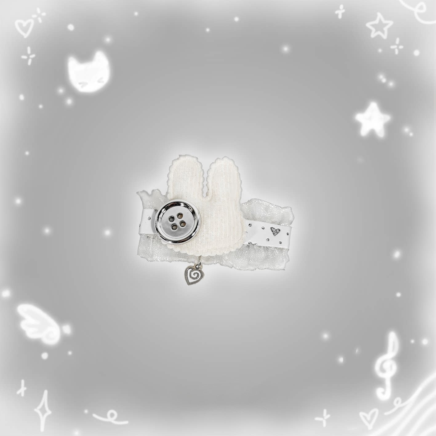 Bunny Lace Choker & Hair Clip Set — Coquette Y2K Accessory