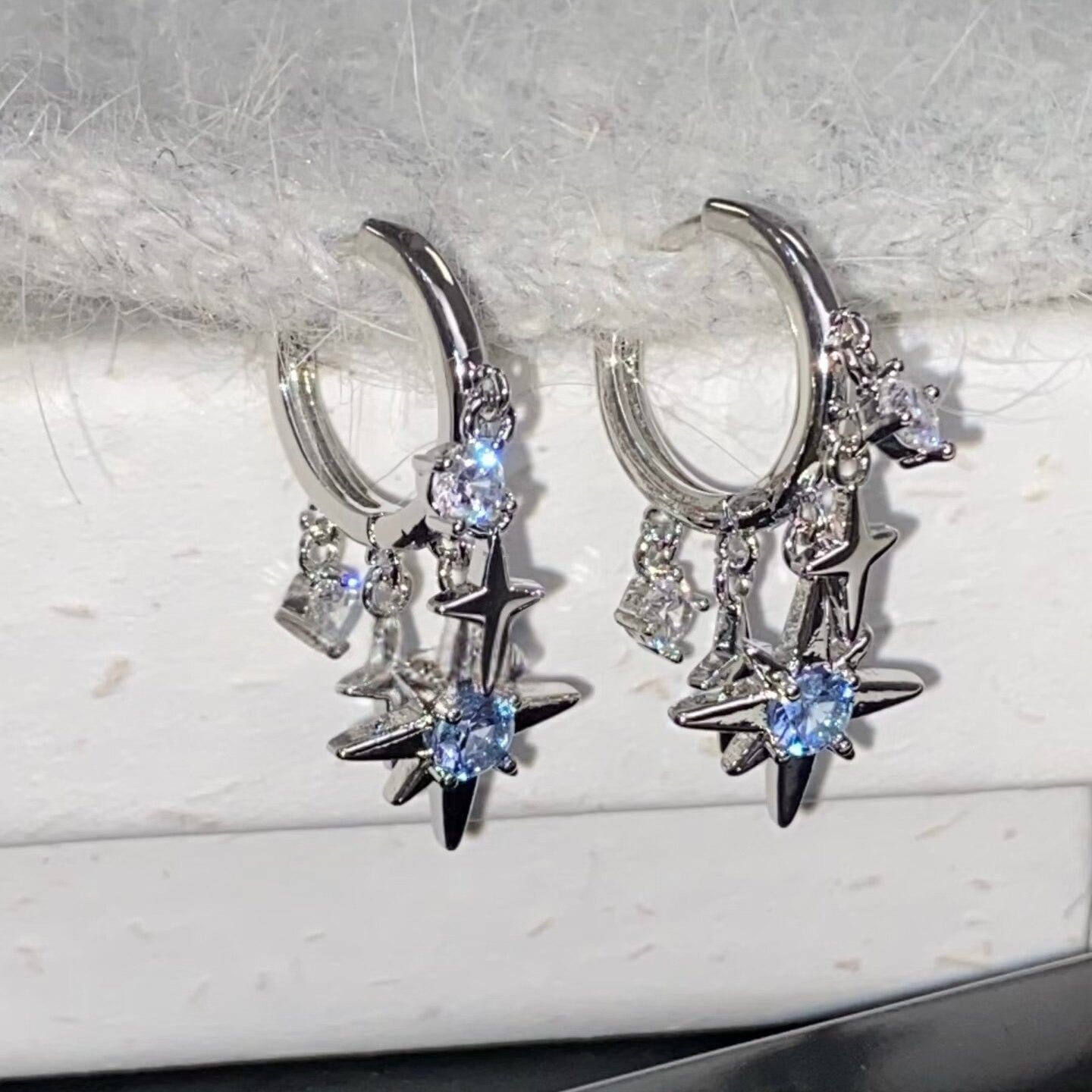 Starlight Crystal Earrings — Y2K Celestial Star Drop Earrings