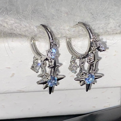 Starlight Crystal Earrings — Y2K Celestial Star Drop Earrings