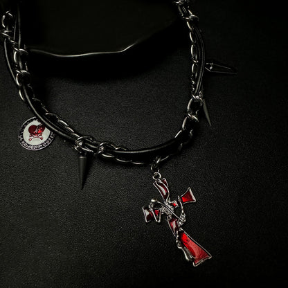Dark Cross Dream Choker – Y2K Gothic Jewelry