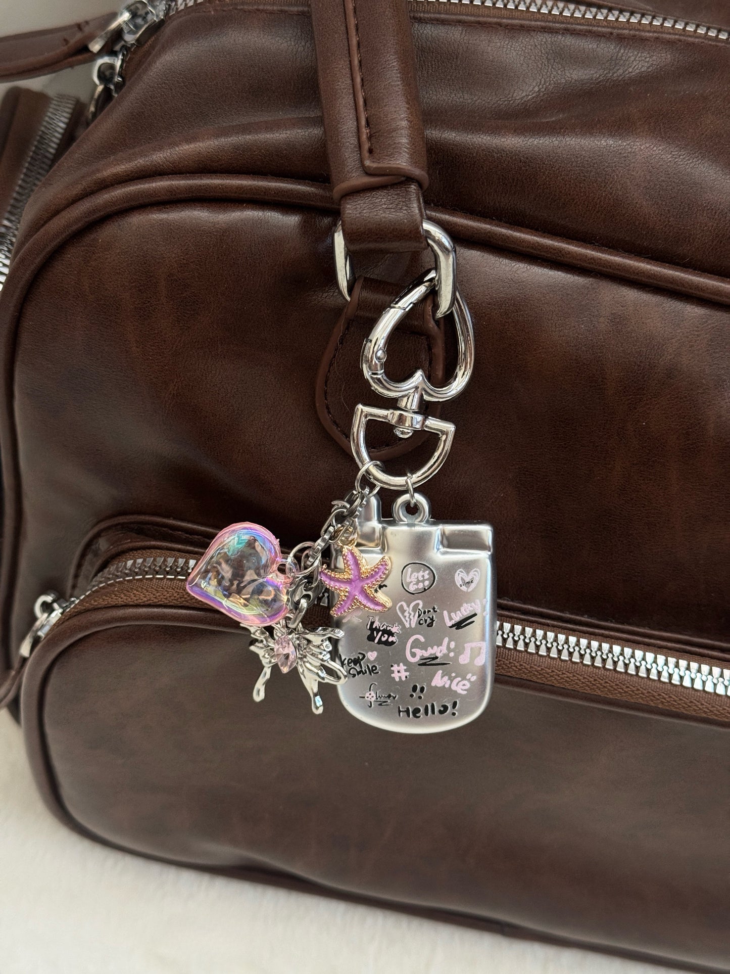 Y2K Heart Charm Keychain | Cute Aesthetic Bag Pendant with Star & Love Charms