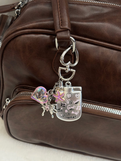 Y2K Heart Charm Keychain | Cute Aesthetic Bag Pendant with Star & Love Charms
