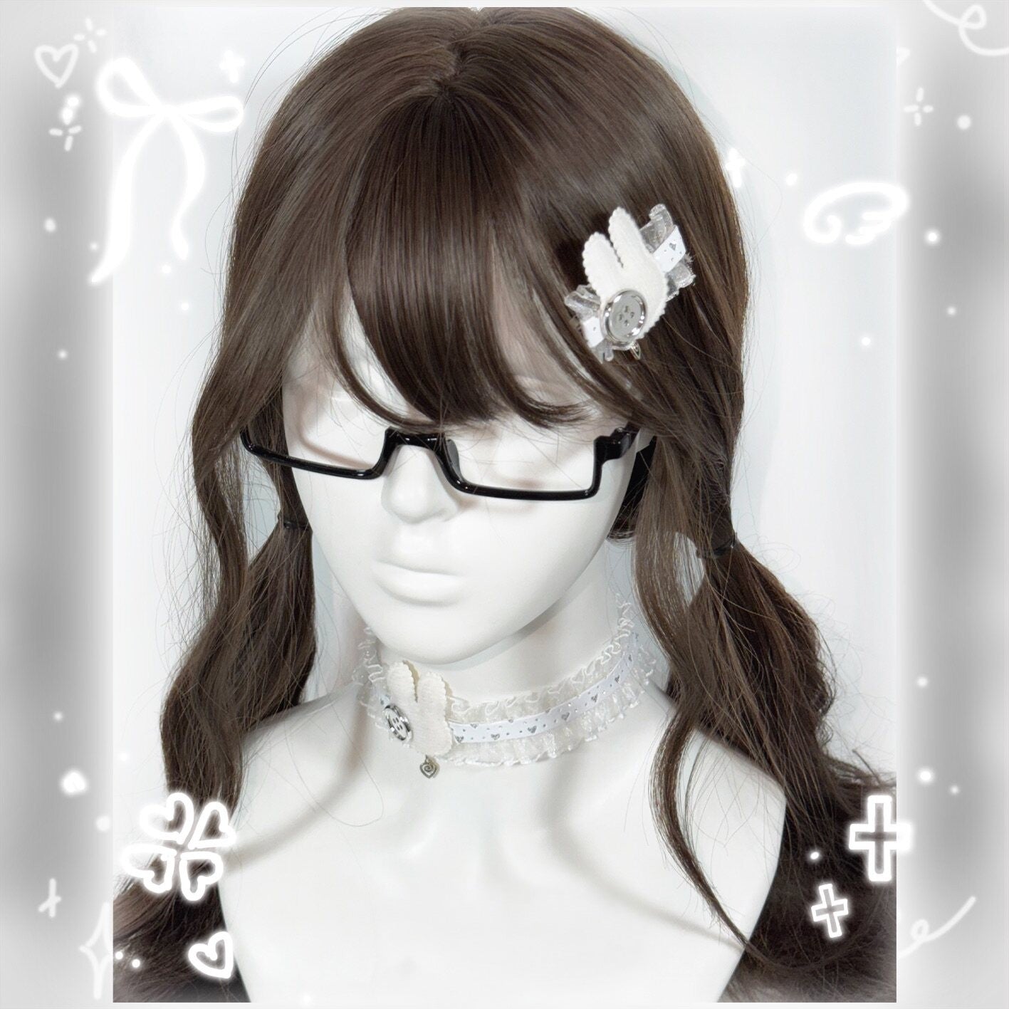 Bunny Lace Choker & Hair Clip Set — Coquette Y2K Accessory