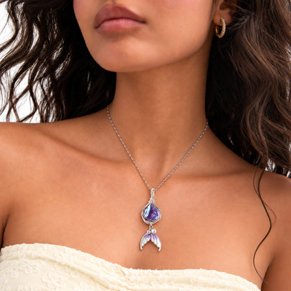 Handmade Colorful Glass Stone Mermaid Tail Necklace